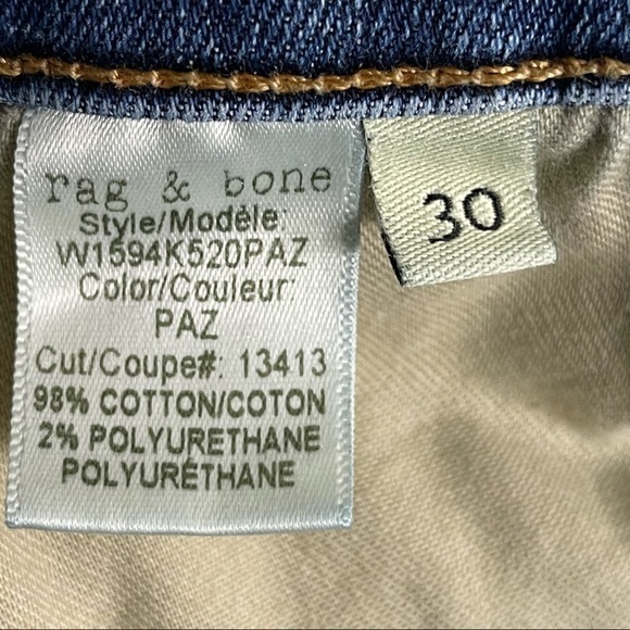 Rag & Bone Flare High Rise Jeans Raw Hem Medium Wash Jeans - Picture 11 of 12